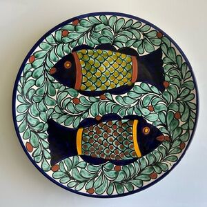 Talavera Ceramic Plate Fish and leaf Design Made in Mexico Wall Display